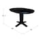 International Concepts 36 in. Solid Wood Round Top Pedestal Table with 12 in. Leaf - 30.1 in.High - Dining Height in Black K46-36RXT-23B - alternate 4